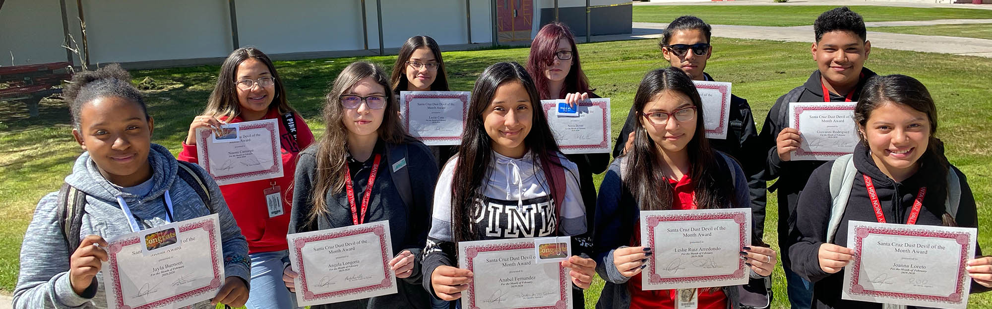 Proud Santa Cruz Valley students posing for a picture with their awards