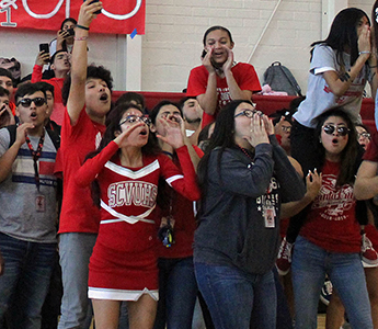 Spirited students during a pep rally