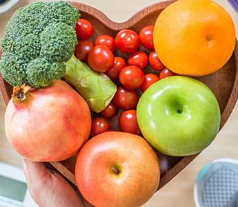 Bowl of fresh fruit and vegetables