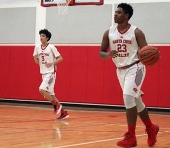 Basketball players on the court